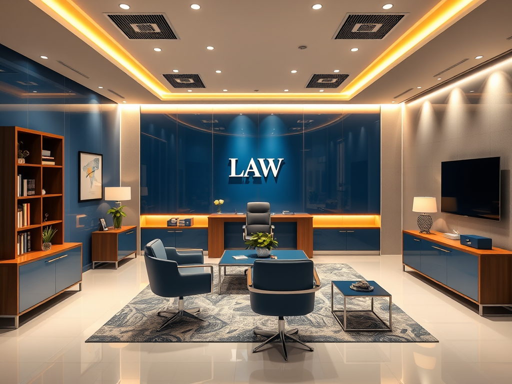 A meticulously organized legal workspace featuring a polished dark-wood desk with a subtle grain, a stack of hardcover law books with gilt titles, and a brass balance scale positioned as the central focal point. Behind, neat rows of neutral-toned binders line built-in shelving, all perfectly aligned to convey structure and order. Soft, diffused daylight enters from an unseen window, casting gentle, directional shadows that emphasize clean lines and a corporate aesthetic. Captured at eye level with a slightly shallow depth of field, the balance scale and books are in crisp focus while the background softly blurs. The overall mood is professional, calm, and authoritative, rendered in photographic realism with cool neutral tones and a clean, modern composition suitable for a law blog homepage.