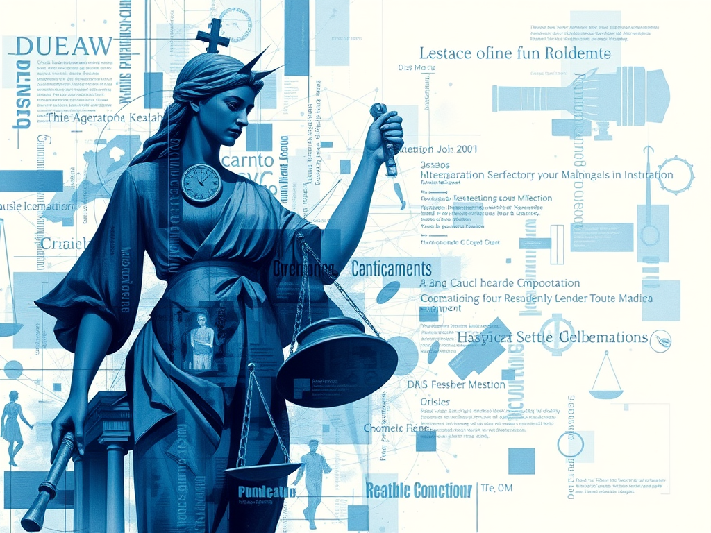 A close-up of a thick, open legal textbook with fine, densely printed text, lying on a pristine matte-white desk beside a slim silver laptop displaying a minimalist contract draft on its screen. A black fountain pen with a chrome clip rests precisely across the book’s margin, its nib catching a hint of light. The environment is a contemporary corporate office with blurred shelving and muted grey walls in the background. Cool, even studio-style lighting creates soft reflections on the laptop and a refined clarity on the paper texture. Shot from a slightly elevated angle with rule-of-thirds composition, the focus is sharp on the text and pen, gently fading towards the background. The atmosphere feels analytical, precise, and methodical, aligned with a clean, photographic, professional legal aesthetic.